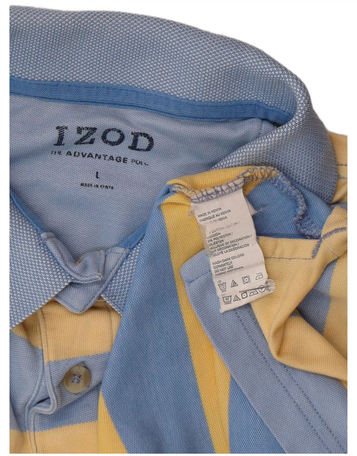 Camisa polo masculina Izod grande algodão azul