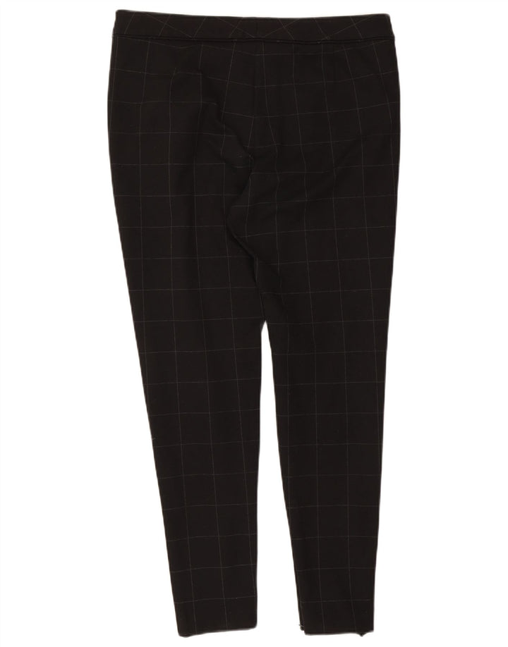 Calça feminina casual justa Marks & Spencer W34 L29 xadrez preta