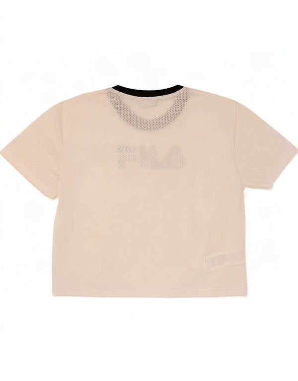 Fila Womens Graphic T-Shirt Top UK 16 Grande Poliéster Branco