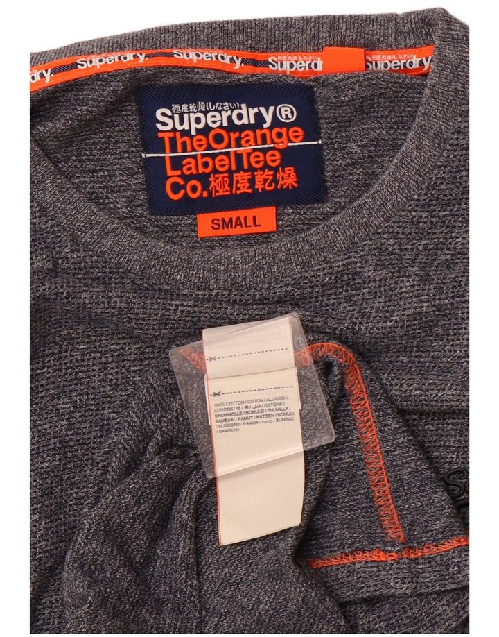 SUPERDRY Top masculino de manga comprida pequeno algodão manchado azul marinho