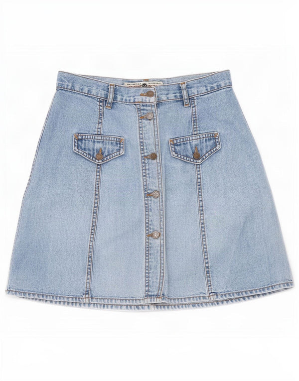 Saia jeans feminina vintage W28 azul médio