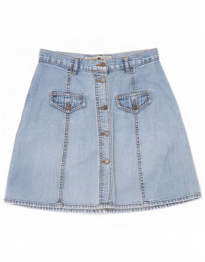 Saia jeans feminina vintage W28 azul médio
