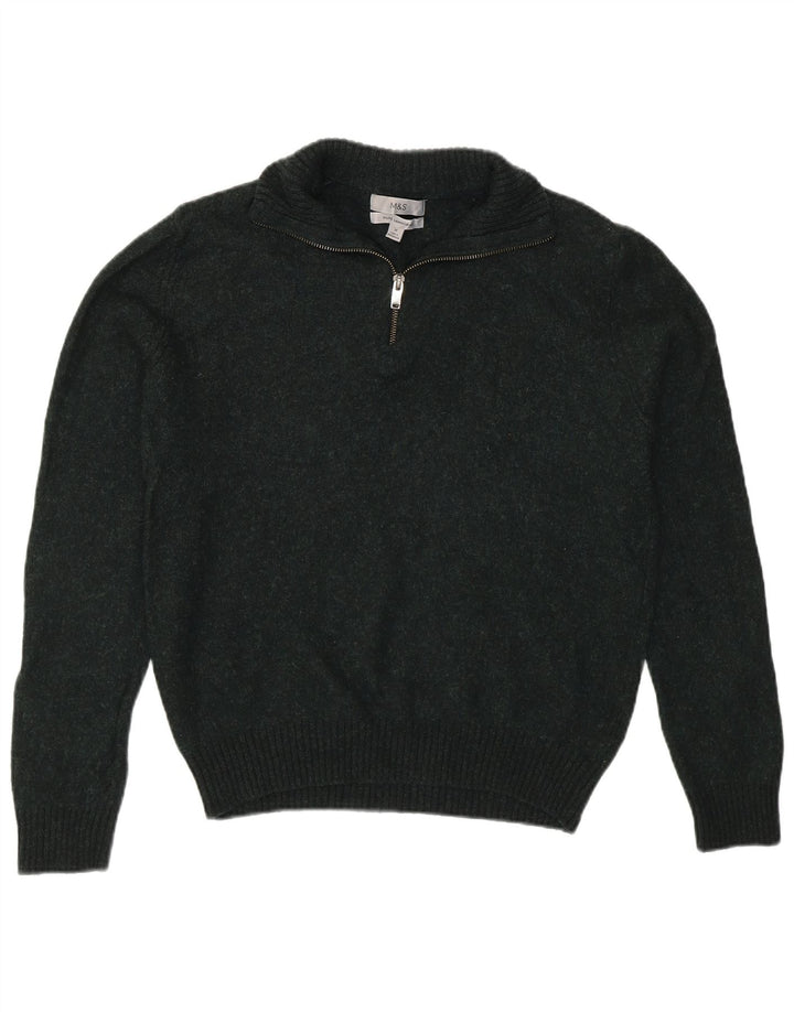 Suéter feminino MARKS & SPENCER com gola e zíper Reino Unido 14 verde médio