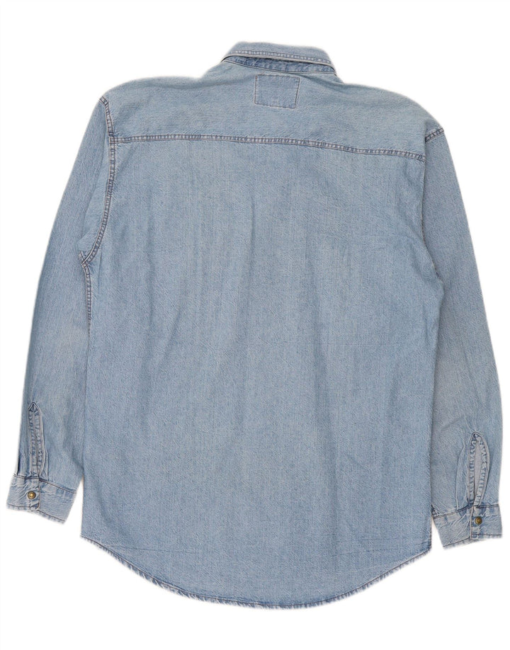Camisa jeans masculina Carrera algodão azul médio