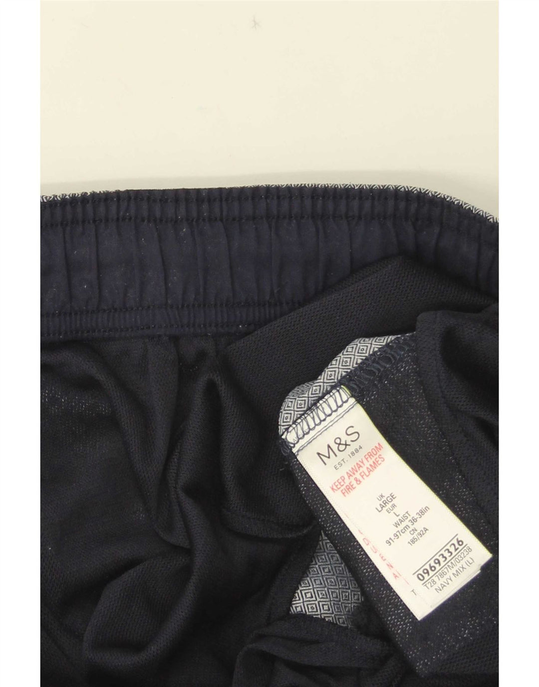 Shorts esportivos masculinos Marks & Spencer grande algodão geométrico azul marinho