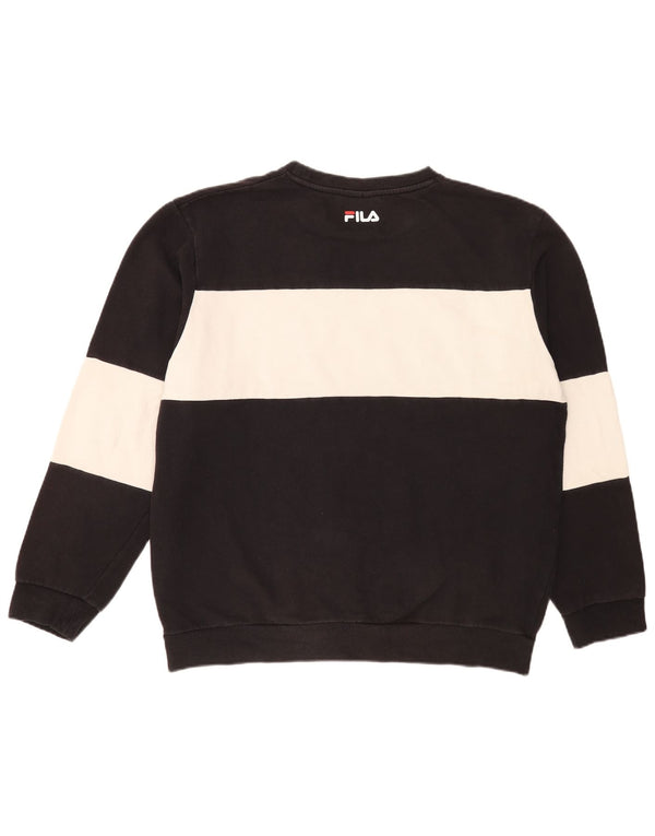 Fila moletom gráfico masculino jumper 2XL preto colorblock algodão