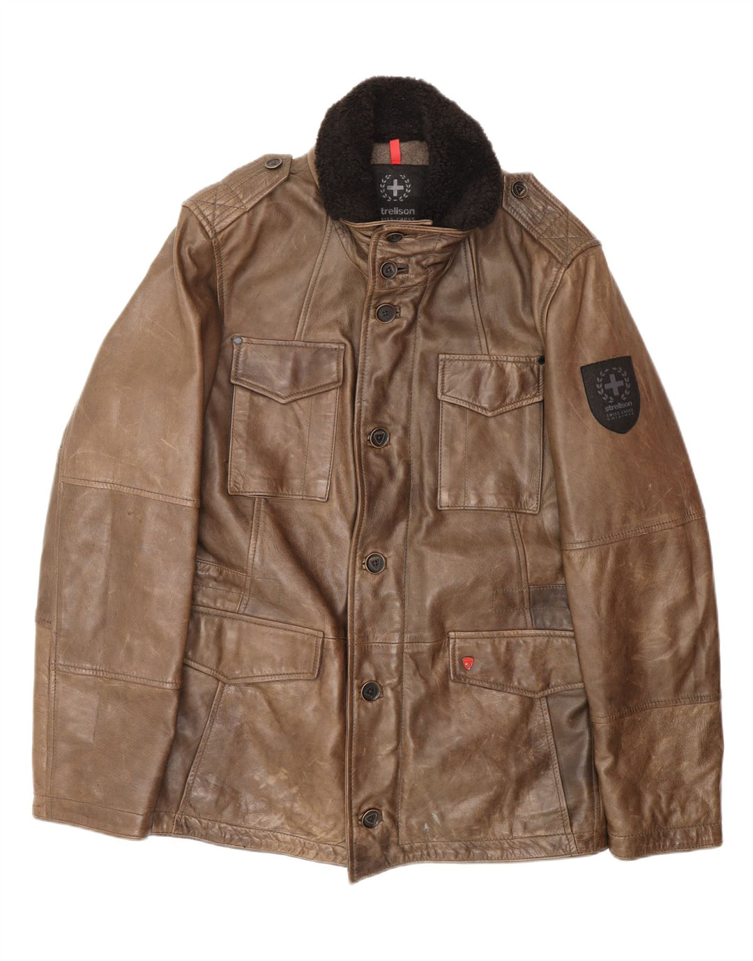 Jaqueta de couro masculina STRELLSON IT 48 couro marrom médio