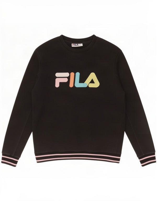 Fila moletom gráfico feminino jumper UK 18 XL algodão listrado preto