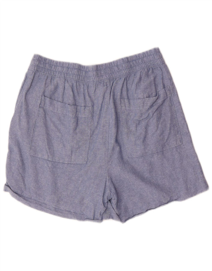 Shorts casuais femininos Marks & Spencer UK 12 médio W30 linho azul
