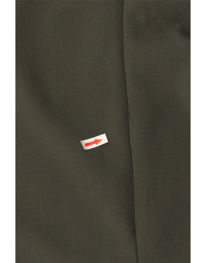 Vestido feminino Zara com bainha sem mangas UK 12 poliéster cáqui médio