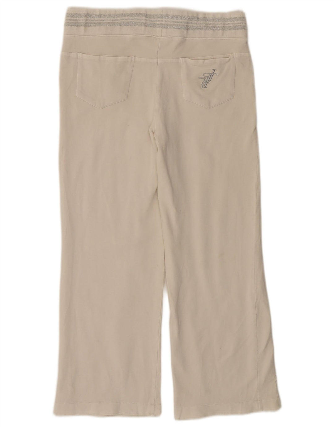 Calça de treino feminina TRUSSARDI UK 14 médio off white algodão