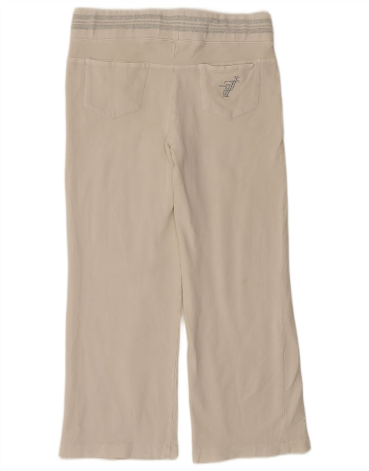 Calça de treino feminina TRUSSARDI UK 14 médio off white algodão