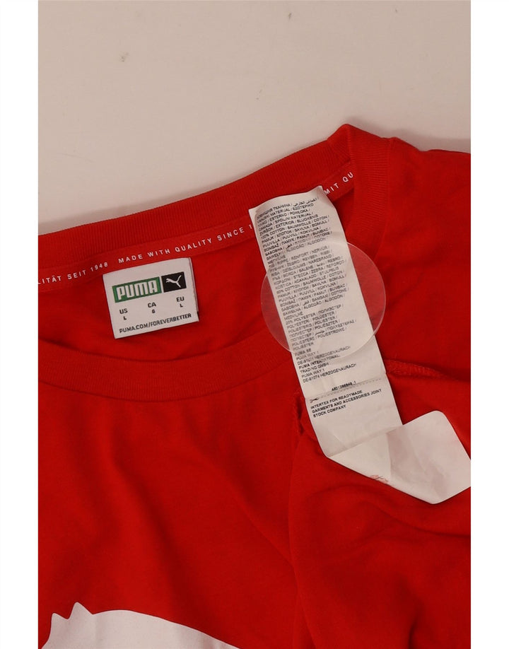 Puma Mens Graphic T-Shirt Top Grande Algodão Vermelho