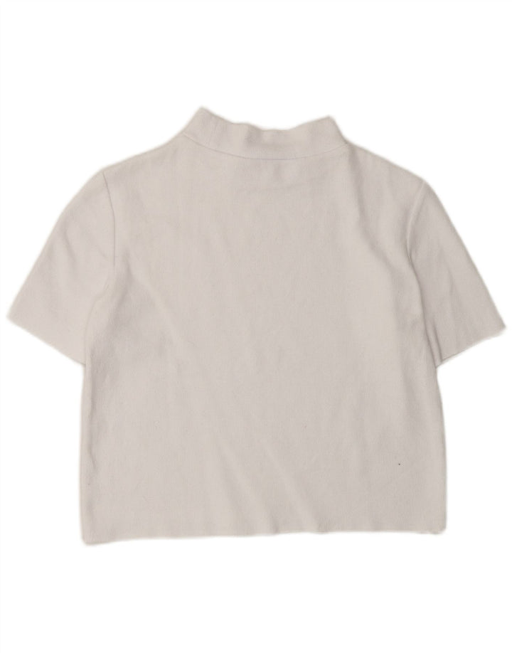 Suéter feminino Zara com manga curta e gola tartaruga Reino Unido 12 médio branco