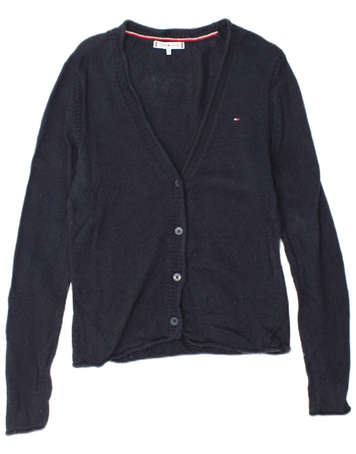Suéter cardigã feminino Tommy Hilfiger UK 6 XS azul marinho lã