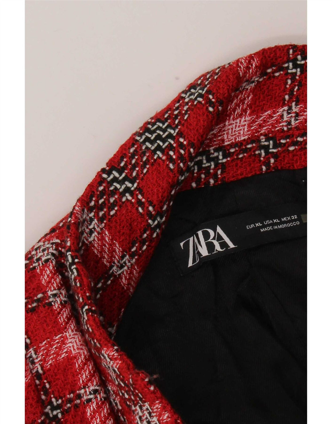 Jaqueta blazer feminina Zara com peito duplo Reino Unido 18 XL vermelho xadrez