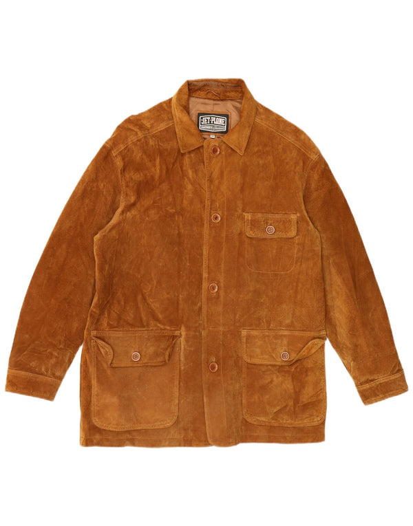 Jaqueta masculina de camurça Jet Plane IT 50 couro bege grande