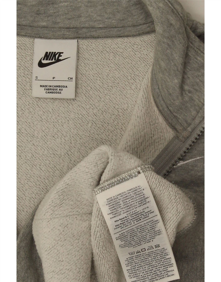 Moletom feminino Nike com zíper e gola alta, suéter UK 10 pequeno cinza manchado