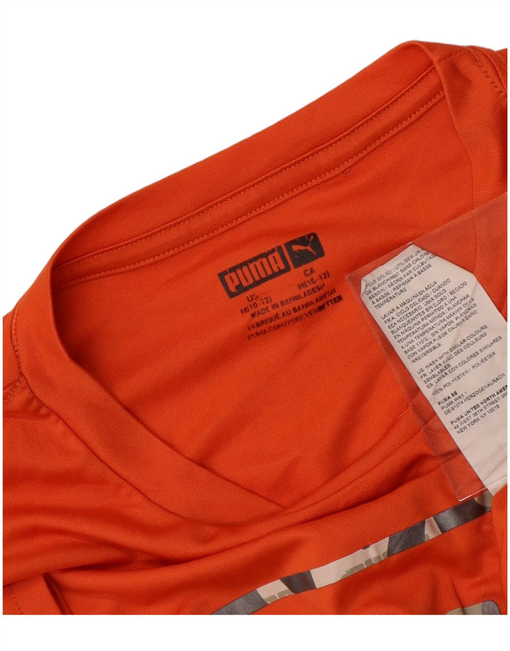 Camiseta PUMA Boys Graphic Top 10-11 Anos Médio Poliéster Laranja