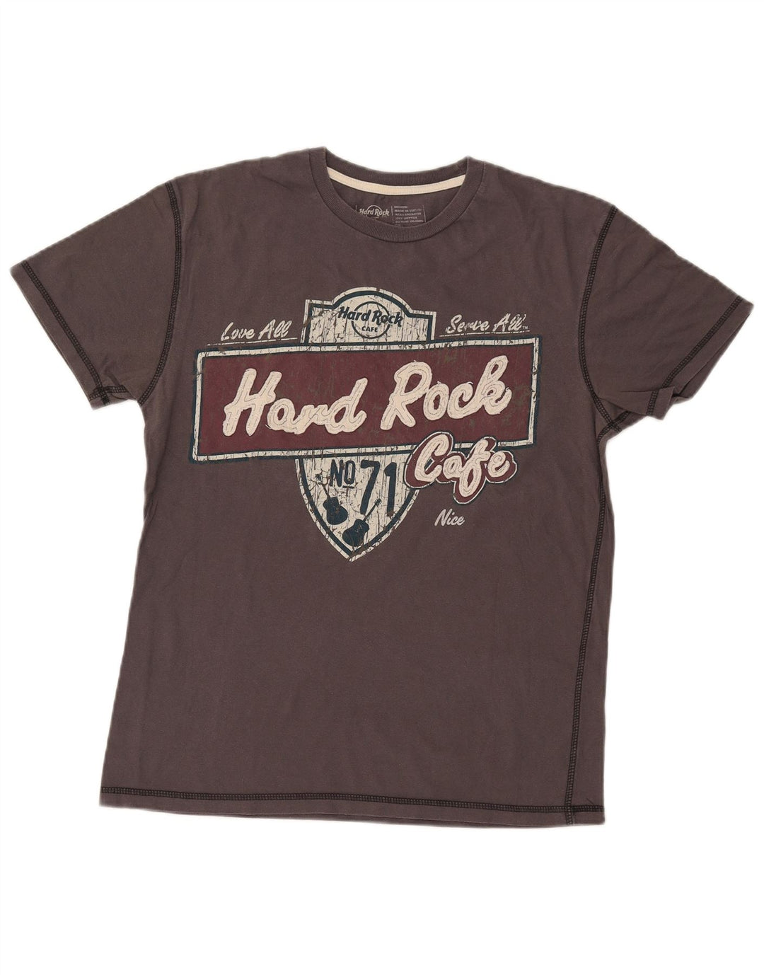 Hard Rock Cafe Mens Nice Graphic T-Shirt Top Médio Algodão Cinza