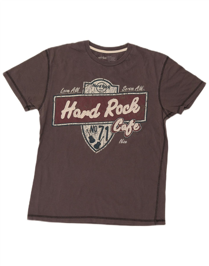 Hard Rock Cafe Mens Nice Graphic T-Shirt Top Médio Algodão Cinza