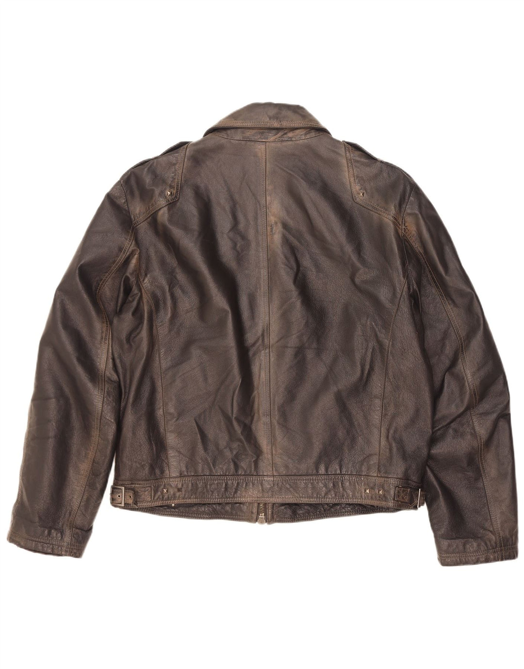 Jaqueta de couro militar masculina vintage IT 56 3XL marrom