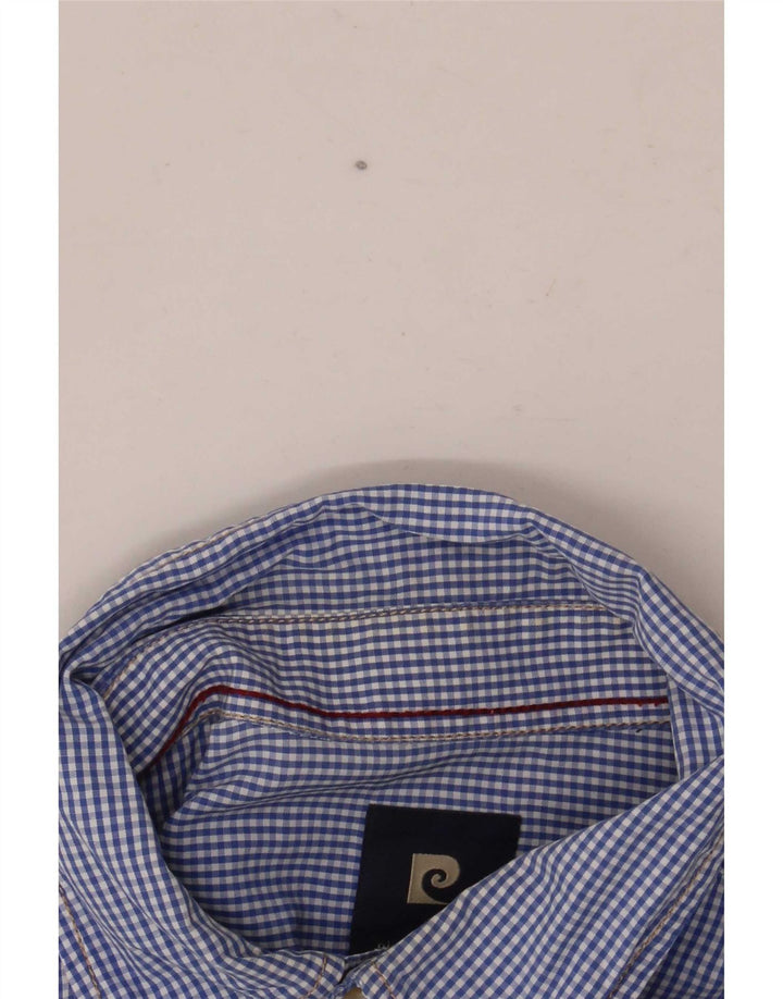 Camisa gráfica masculina Pierre Cardin guingão azul médio