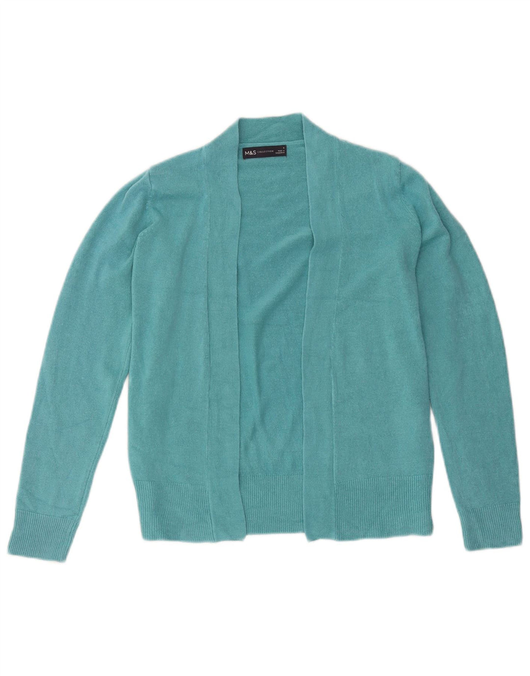Suéter cardigã aberto feminino Marks & Spencer Reino Unido 10 pequeno turquesa acrílico