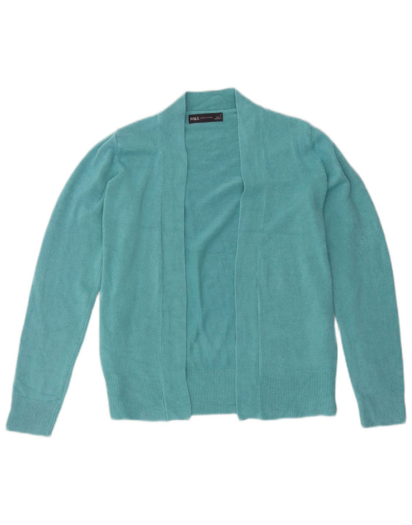 Suéter cardigã aberto feminino Marks & Spencer Reino Unido 10 pequeno turquesa acrílico