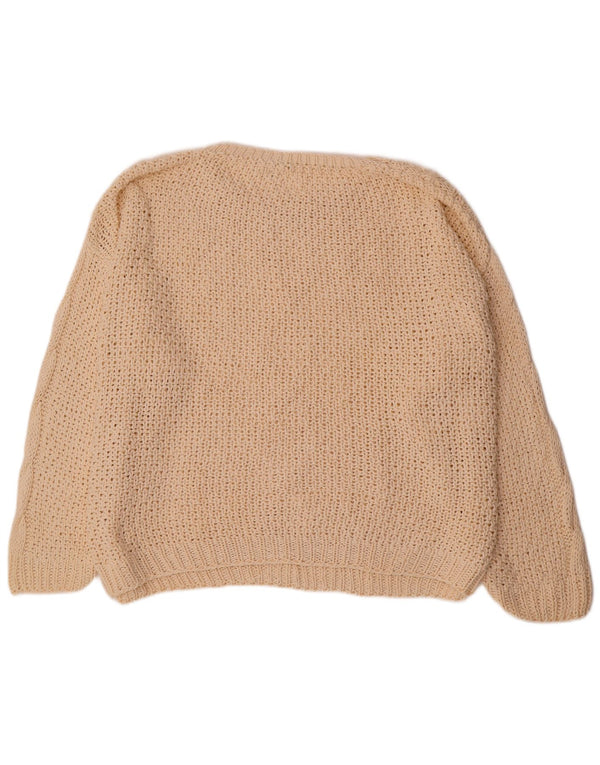 Suéter feminino vintage com gola canoa grande UE 36/38 pequeno off white