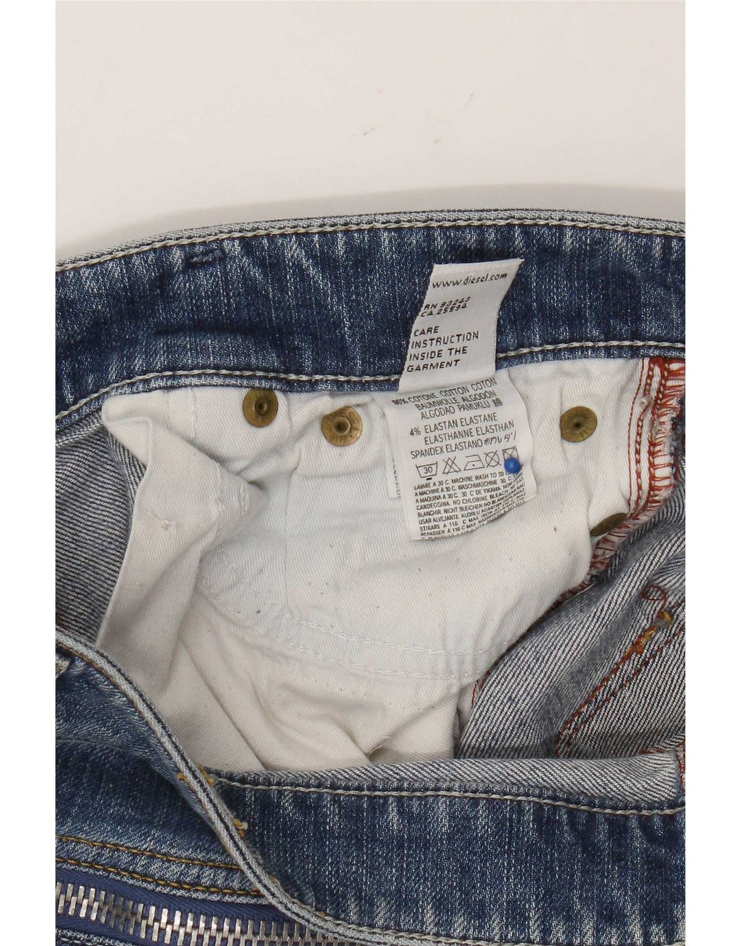 Diesel feminino jeans slim desgastado W27 L31 algodão azul