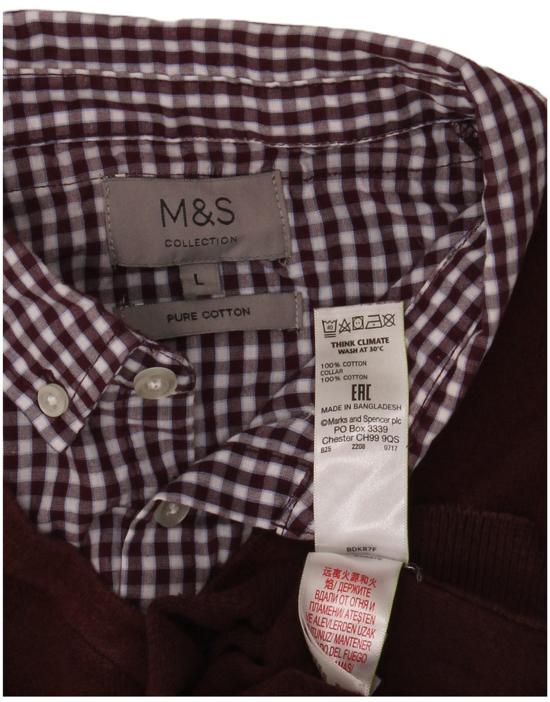 Suéter masculino Marks & Spencer com decote em V grande algodão marrom