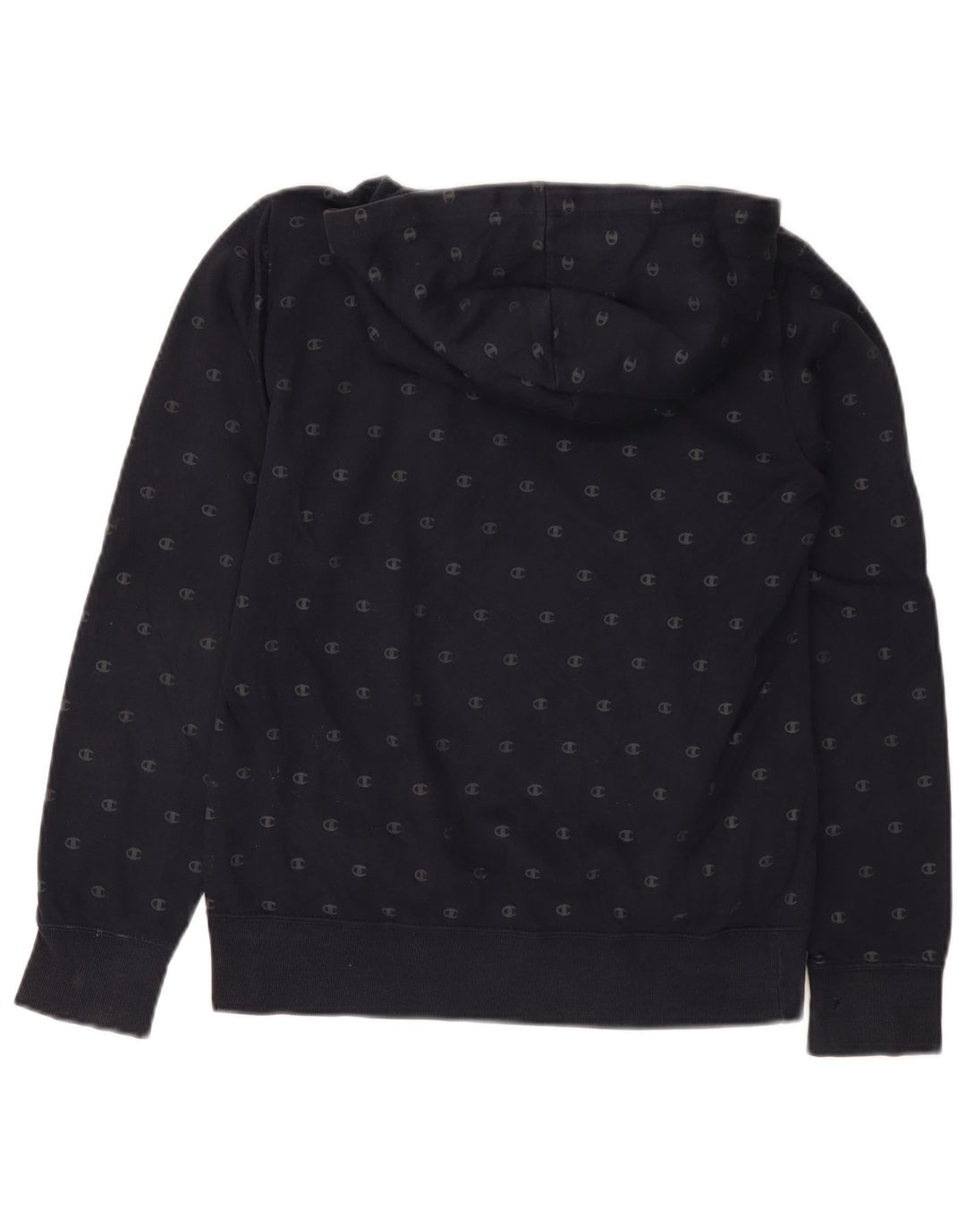 CHAMPION Suéter feminino com capuz gráfico Reino Unido 12 algodão azul marinho médio