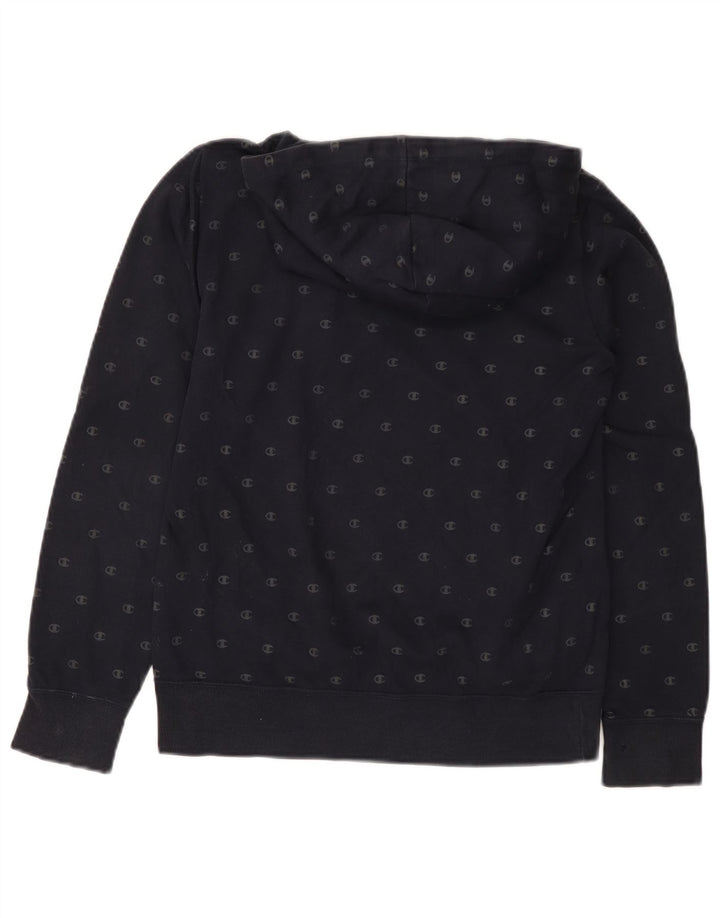 CHAMPION Suéter feminino com capuz gráfico Reino Unido 12 algodão azul marinho médio