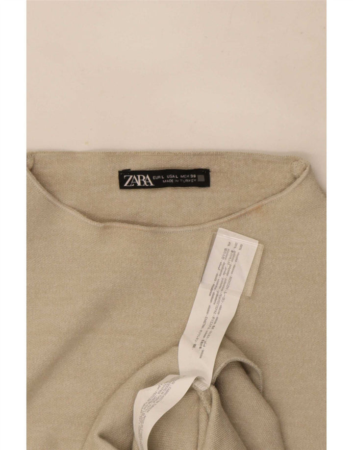 Vestido bainha feminino Zara Reino Unido 14 grande viscose bege