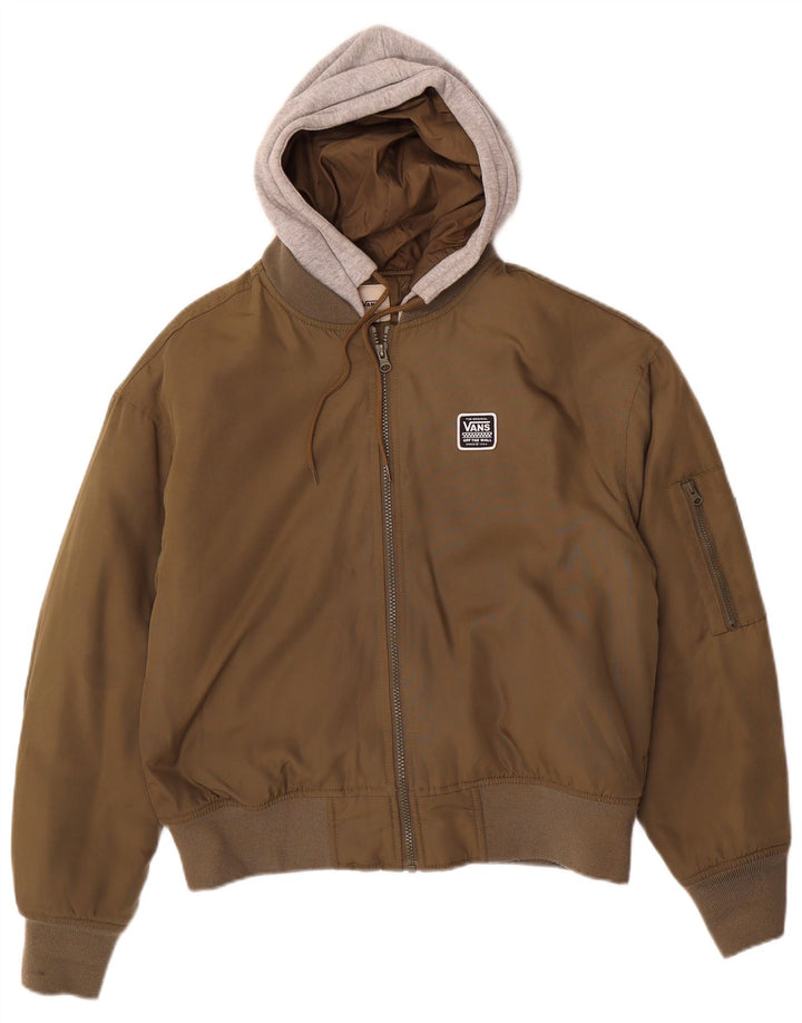 Jaqueta Vans Mens Hooded Bomber UK 36 Small Khaki Colourblock Poliéster