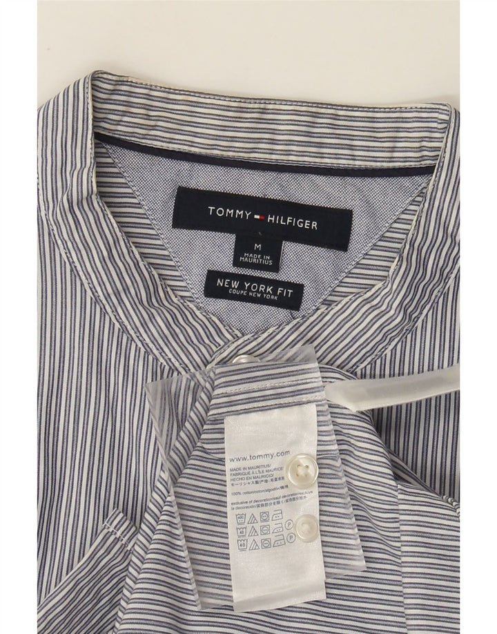 Camisa masculina Tommy Hilfiger cinza médio listrado algodão