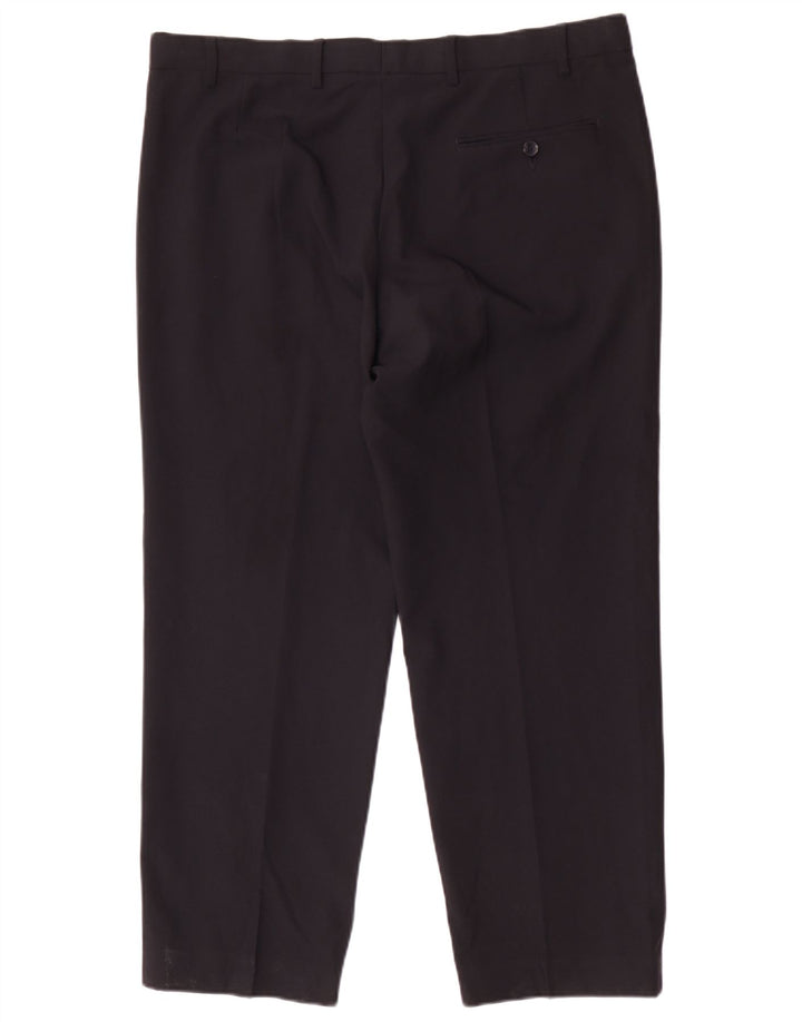 Calça masculina de terno regular Marks & Spencer W38 L29 poliéster azul marinho