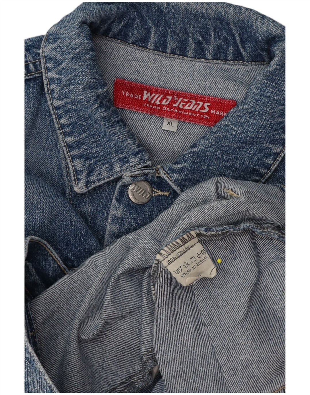 Jaqueta jeans feminina Wild Jeans UK 18 XL algodão azul