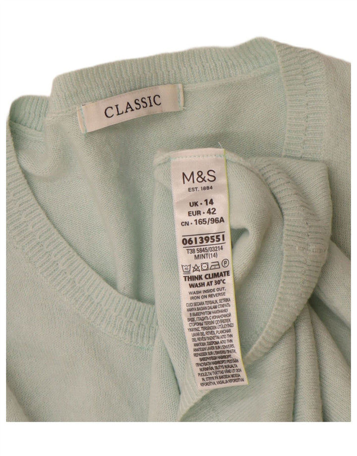 Suéter cardigã clássico feminino Marks & Spencer Reino Unido 14 médio turquesa