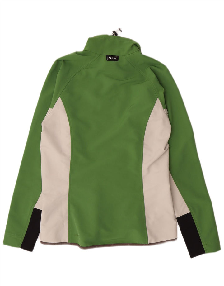 Adidas Womens Climalite Tracksuit Top Jacket UK 14 Médio Verde Poliéster