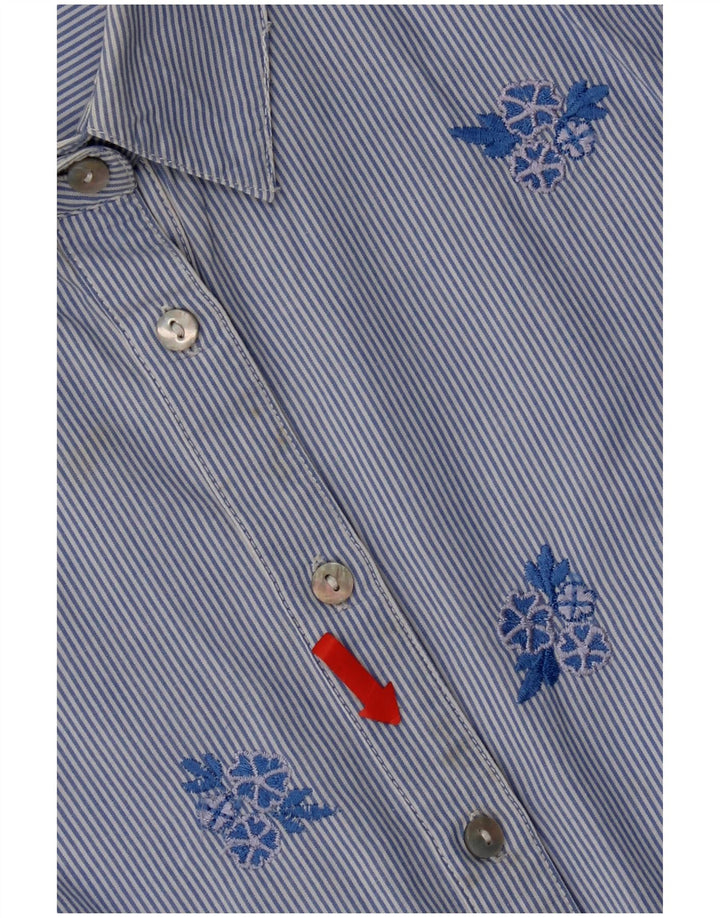 Camisa feminina Monsoon UK 8 pequena algodão floral azul