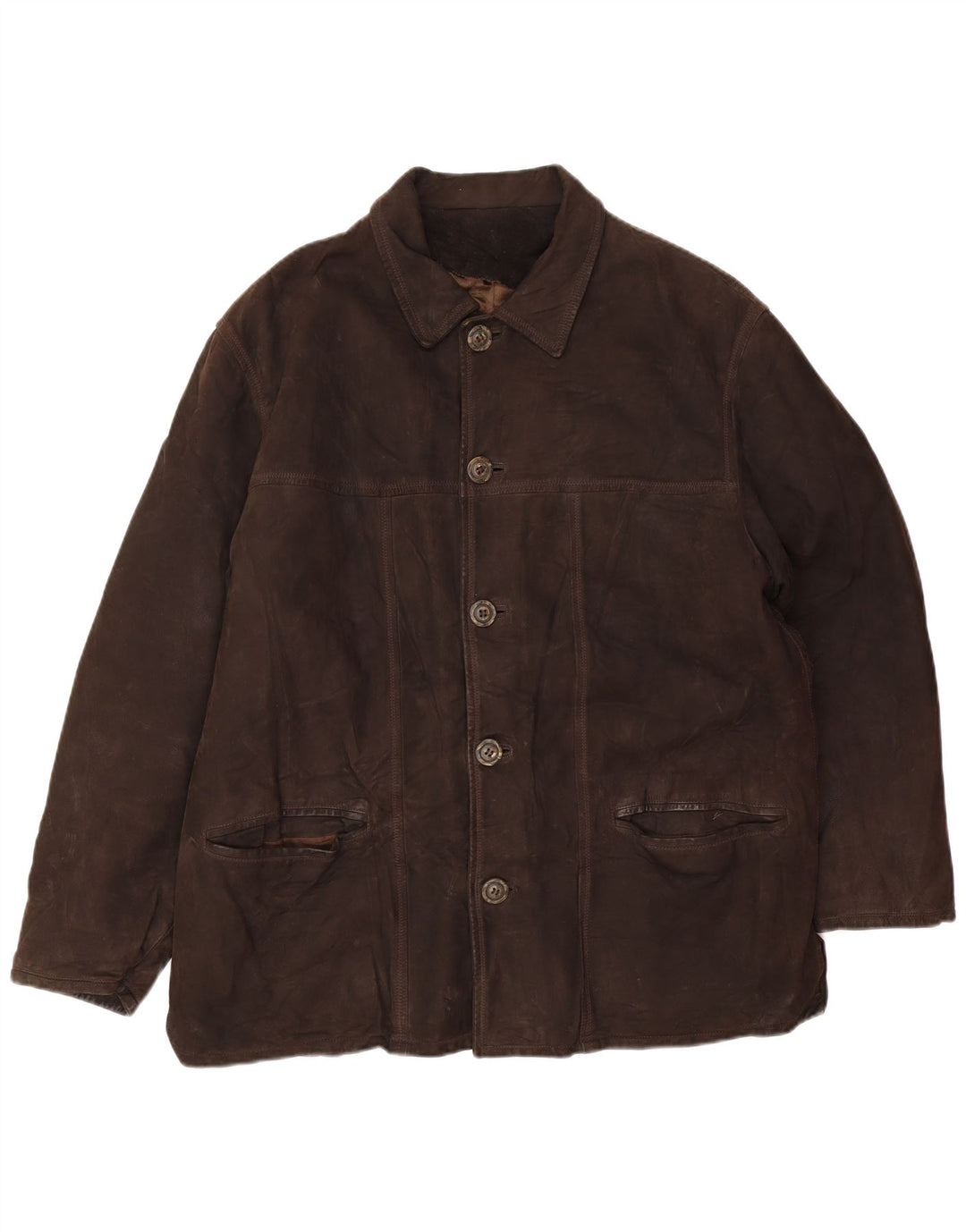 Jaqueta de couro masculina vintage IT 54 2XL couro marrom