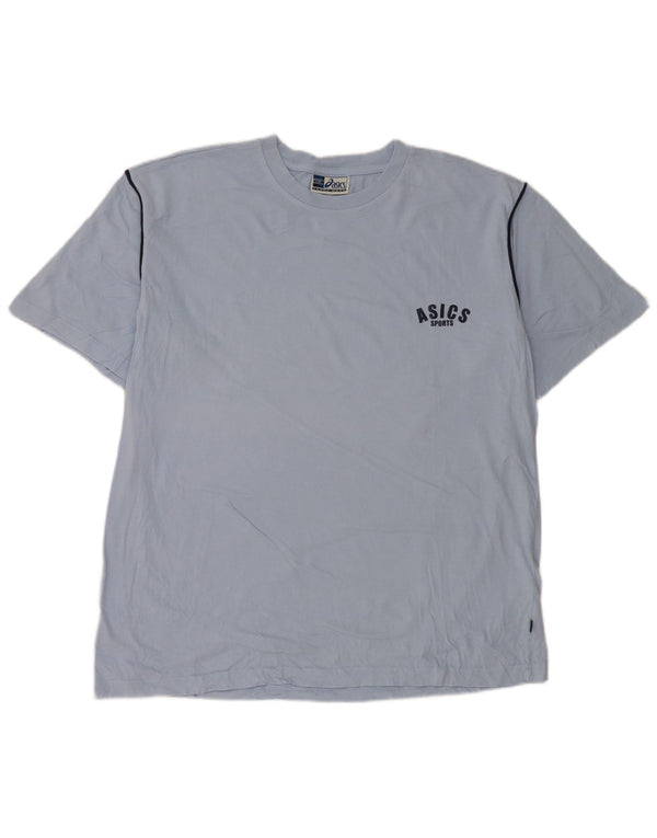 Camiseta masculina Asics Top XL algodão listrado azul