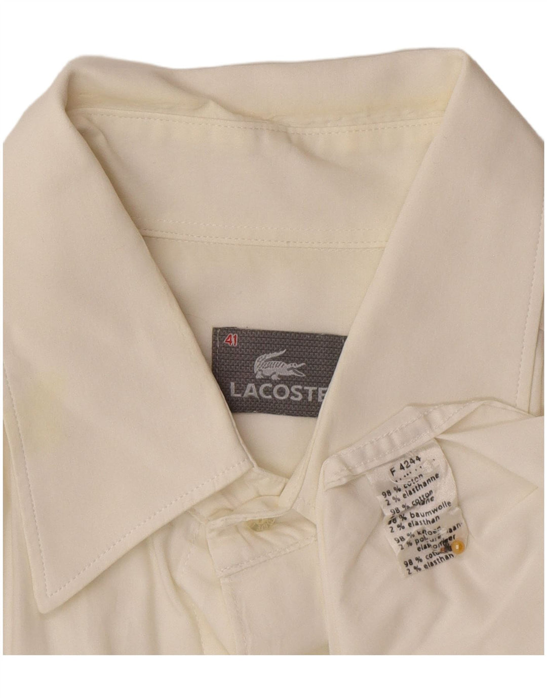 Camisa masculina Lacoste tamanho 41 grande algodão branco