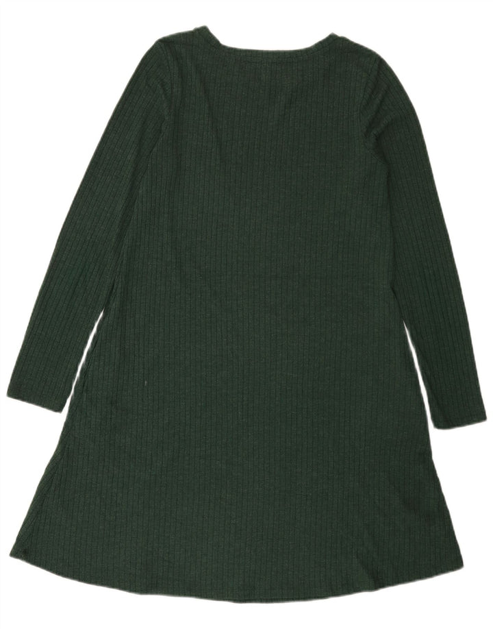 Vestido jumper feminino de manga comprida Marks & Spencer Reino Unido 8 pequeno poliéster verde