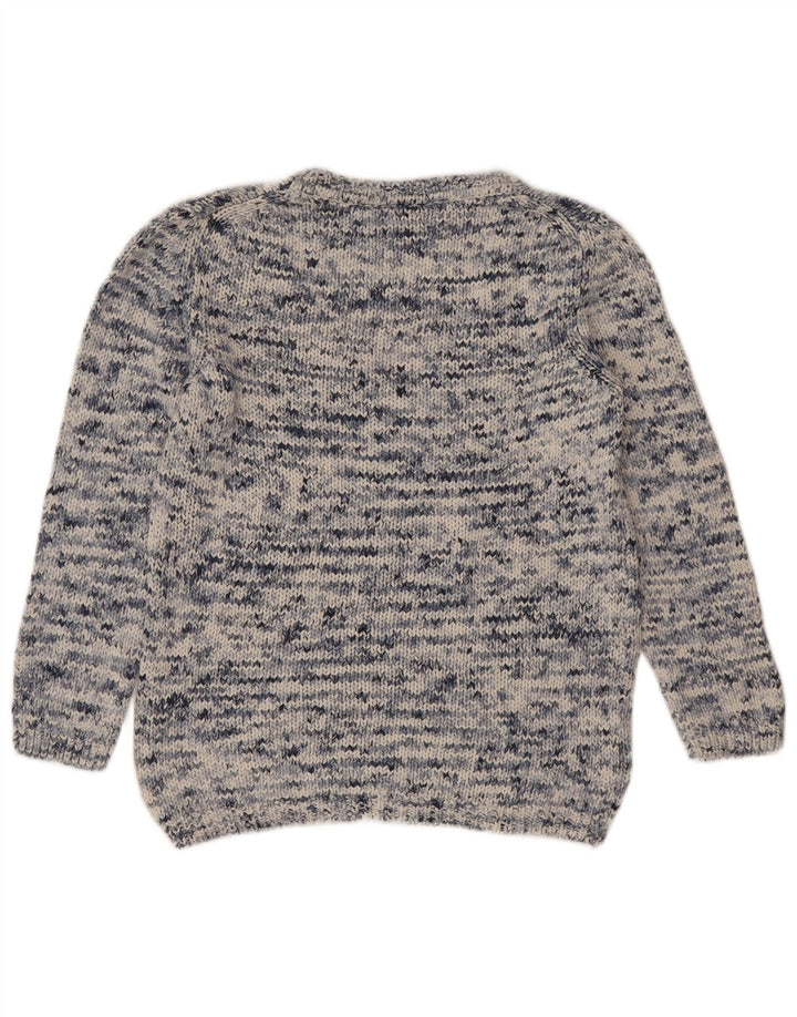 Suéter feminino Massimo Dutti com decote em V Reino Unido 10 pequeno azul manchado