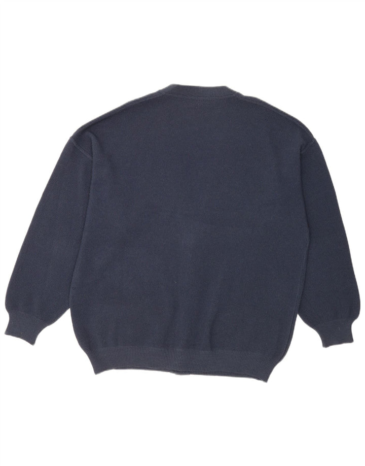 Suéter cardigã masculino Il Granchio grande lã azul marinho