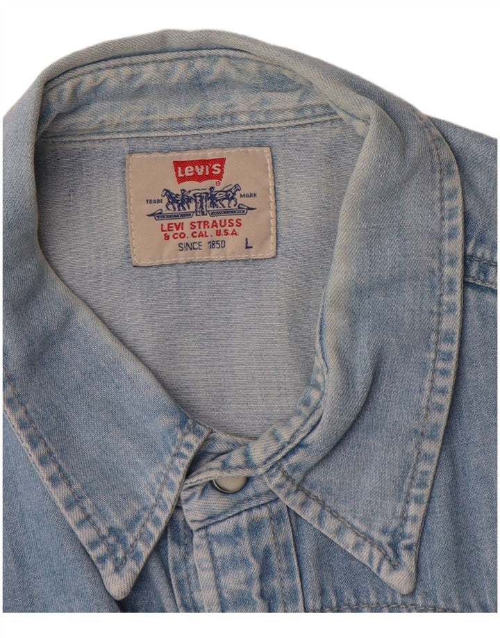 Camisa jeans masculina Levi's grande algodão azul