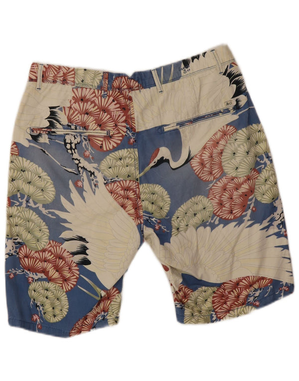 Scotch & Soda Mens Graphic Chino Shorts W29 Pequeno Algodão Azul